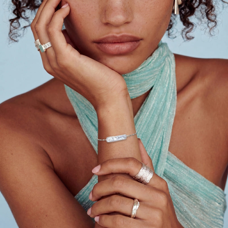 Baroque Pearl Armband - Rhodiniertes 925er Silber