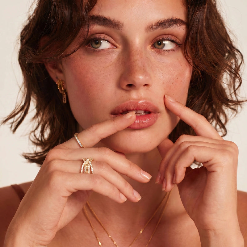 Eternal Spark Ring - 14K vergoldetes Kupfer mit Zirkonia Kristallen